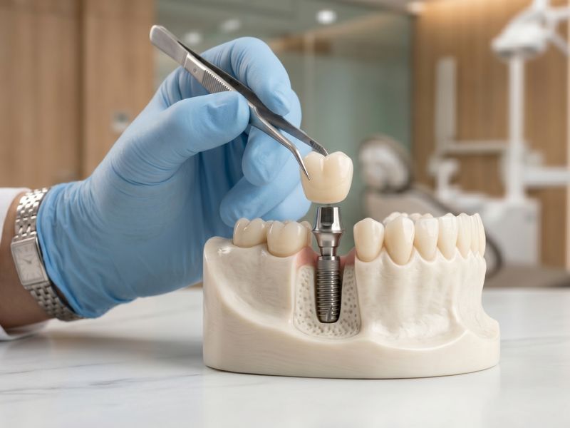 Dental implants procedure — titanium implant post